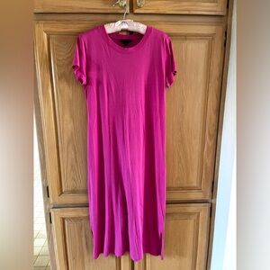 J. Crew Women Cotton Short Sleeve Midi T Shirt Straight Dress Pink Size S